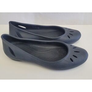 CROCS Ballet Flats Womens Size 8‎ W Kelli Iconic Comfort Black Shoes Slip On EUC